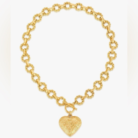 Jewelry - 14K GOLD PLATED Chunky Heart Chain Link Choker Necklace